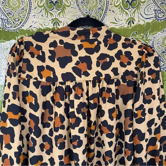 Judith March Anthropologie Leopard Print Neck Tie Blouse Size Small - Picture 8 of 13
